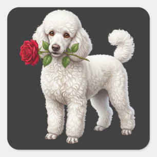 Cute Poodle Dog Square Sticker
