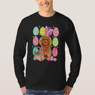 Cute Poodle Easter Bunny Ear Colourful Easter Egg T-Shirt
