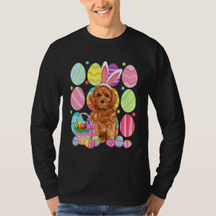 Cute Poodle Easter Bunny Ear Colourful Easter Egg T-Shirt