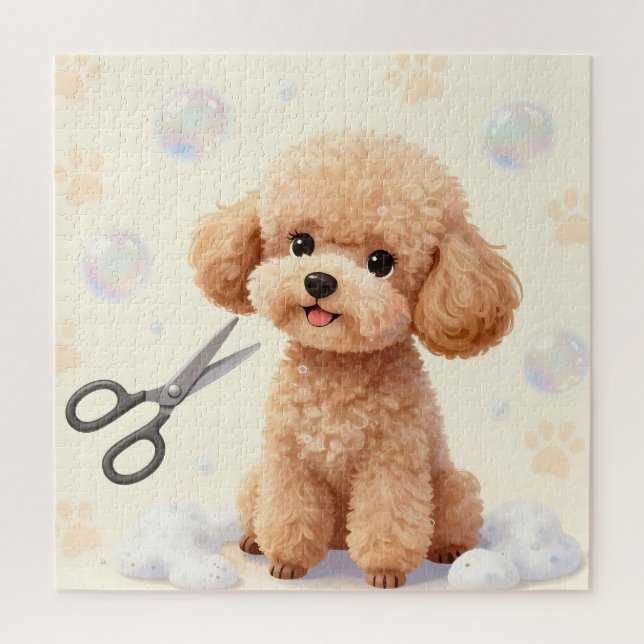 Cute Poodle Grooming Bubbles Scissors  Jigsaw Puzzle (Vertical)