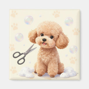 Cute Poodle Grooming Bubbles Scissors  Magnet