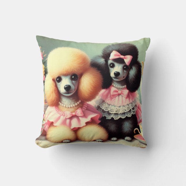 Cute Poodle Illustration Cushion (Front)