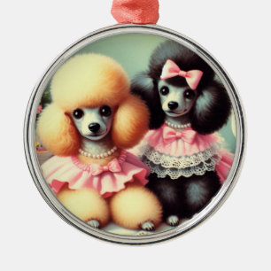 Cute Poodle Illustration Metal Tree Decoration