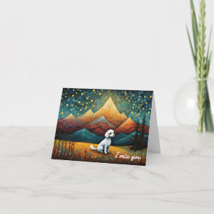 Cute Poodle Mountain Forest I Miss You Card
