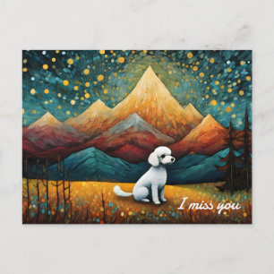 Cute Poodle Mountain Forest I Miss You Postcard
