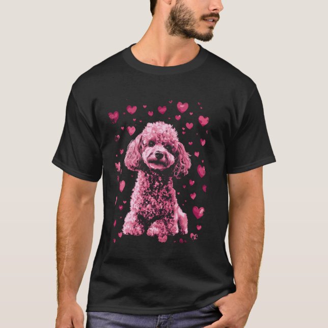 Cute Poodle Pink T-Shirt (Front)