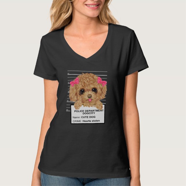 Cute Poodle Puppy Cute Poodle Puppy Mugshot Toy Po T-Shirt (Front)