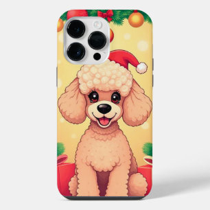 Cute Poodle Puppy in Christmas Scene with Gifts iPhone 14 Pro Max Case