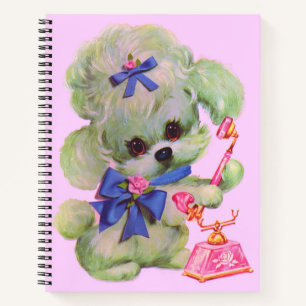 cute poodle with pink telephone notebook