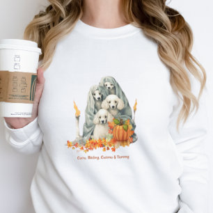 Cute Poodles Family in Ghost Costume Personalised Sweatshirt