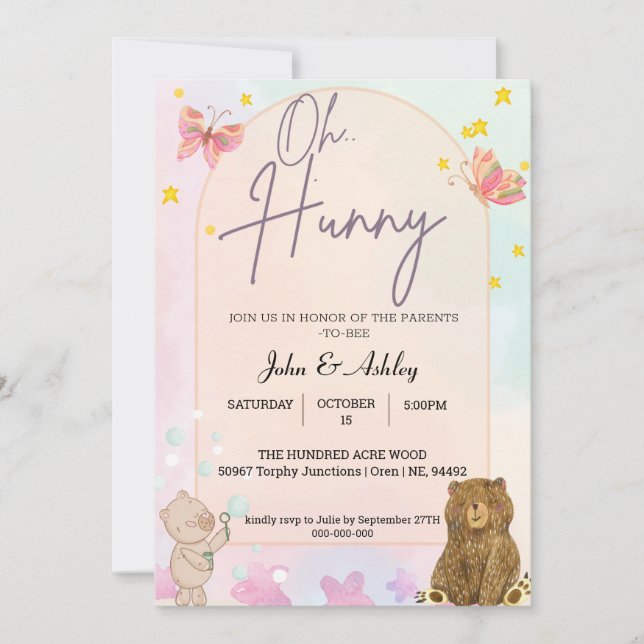 Cute Pooh Bear Invitations (Front)