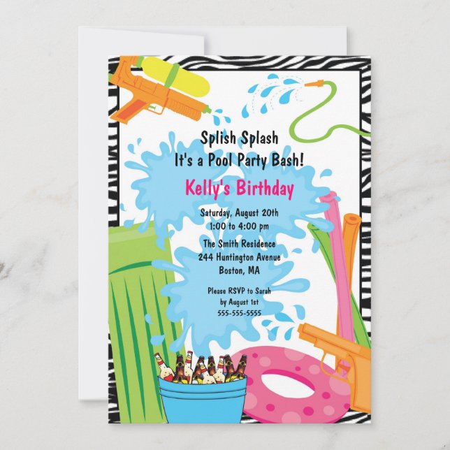 Cute Pool Birthday Invitation (Front)