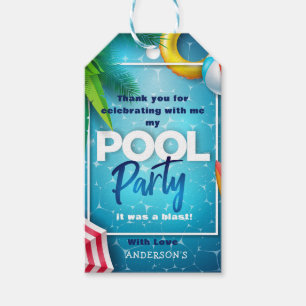 Cute Pool Party, Swimming Birthday gift Tags