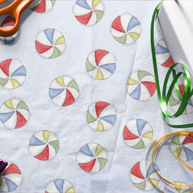 Cute Pool Party Whimsical Beach Balls Colourful Tissue Paper (Creator Uploaded)