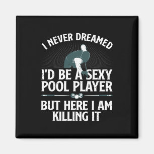Cute Pool Player Art For Men Women Billiards 8 Bal Magnet
