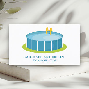 Cute Pool Swimming Coach Swim Instructor Business Card