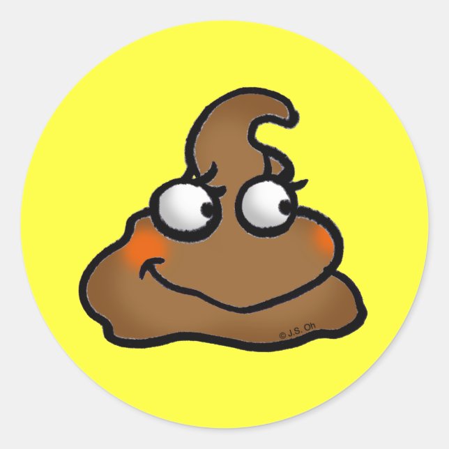 Cute poop classic round sticker (Front)