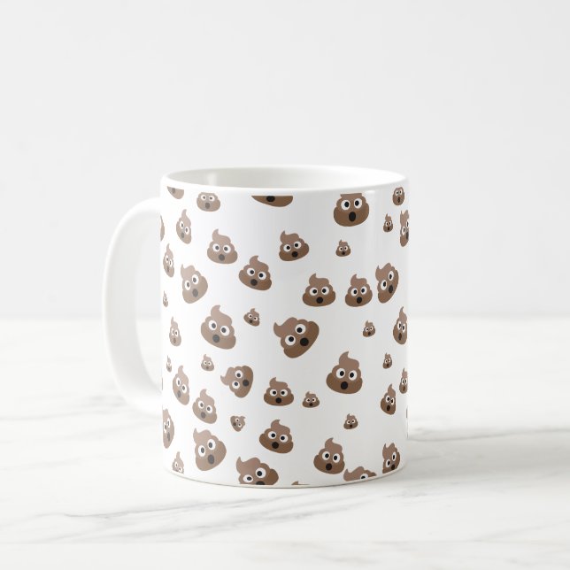 Cute Poop Emoji Pattern Coffee Mug (Front Left)