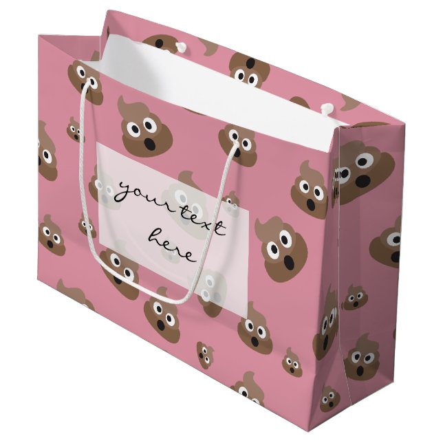 Cute Poop Emoji Pattern Large Gift Bag (Front Angled)