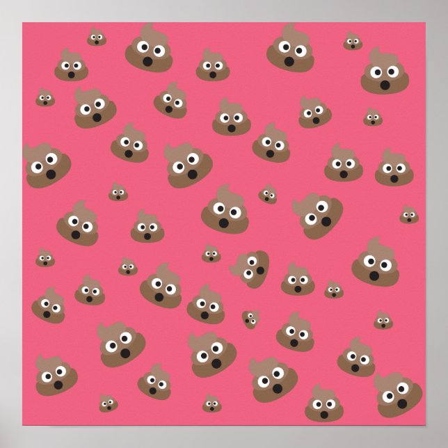 Cute Poop Emoji Pattern Poster (Front)