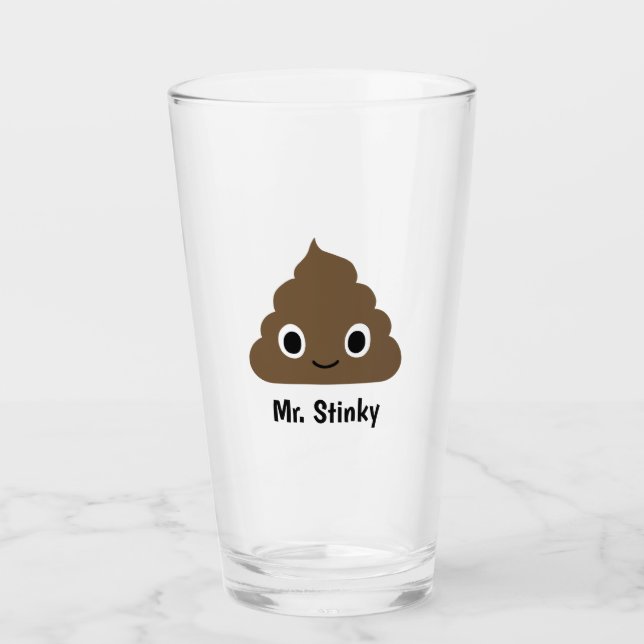 Cute Poop Emoji Personalised Happy Pile of Crap Glass (Front)