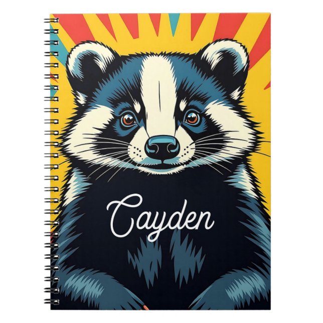 Cute Pop Art Badger Personalised Notebook (Front)