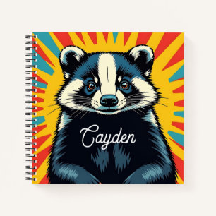 Cute Pop Art Badger Personalised Notebook