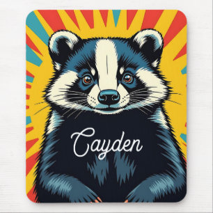 Cute Pop Art Badger Personalized Mouse Pad