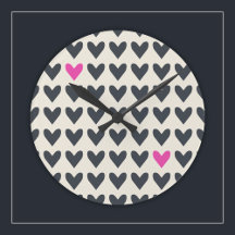 Cute Pop Art Hearts in Mod Dark Grey and Hot Pink