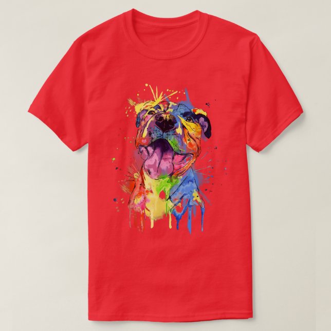 Cute Pop Art Pit Bull Terrier Pitbull Dog Lover Ow T-Shirt (Design Front)