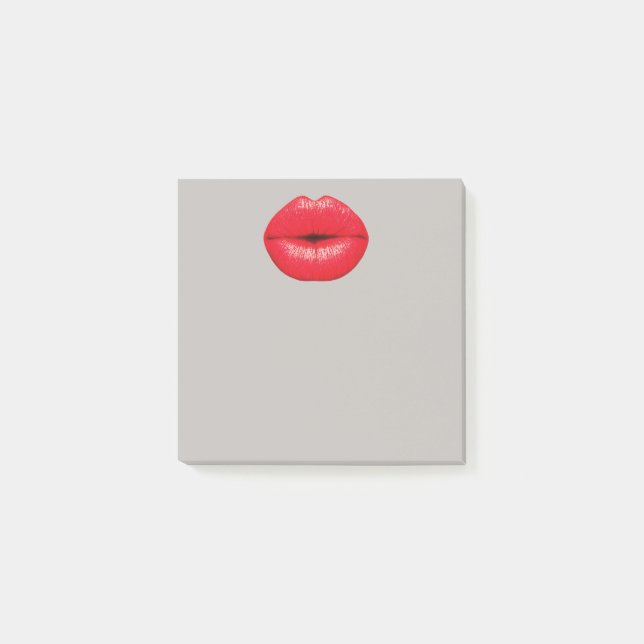Cute pop art red lipstick kiss art stationery post-it notes (Front)