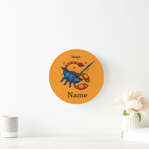 Cute Pop Art Scorpio Zodiac Sign Horoscope Round Clock