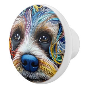 Cute Pop Art Terrier   Ceramic Knob