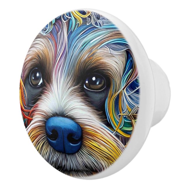 Cute Pop Art Terrier   Ceramic Knob (Right)