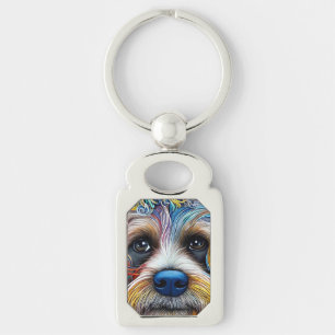 Cute Pop Art Terrier   Key Ring