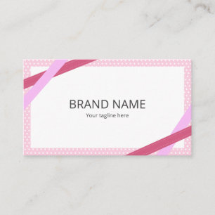 Cute Pop Girly Pink Ribbon Frame Dot Background Business Card