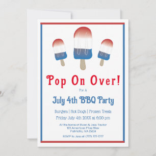 Cute Pop On Over 4th of July Popsicle Invitation