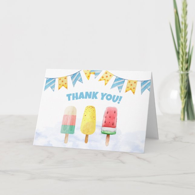 Cute Popcicle Ready To pop Ice Cream Baby Shower  Thank You Card (Front)