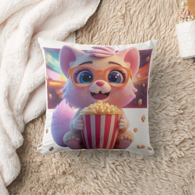 Cute Popcorn Kitty Pillow (Blanket)
