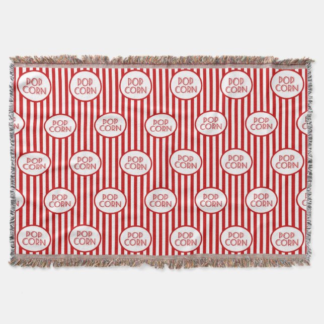 Cute popcorn theme movie theatre room blanket (Front)