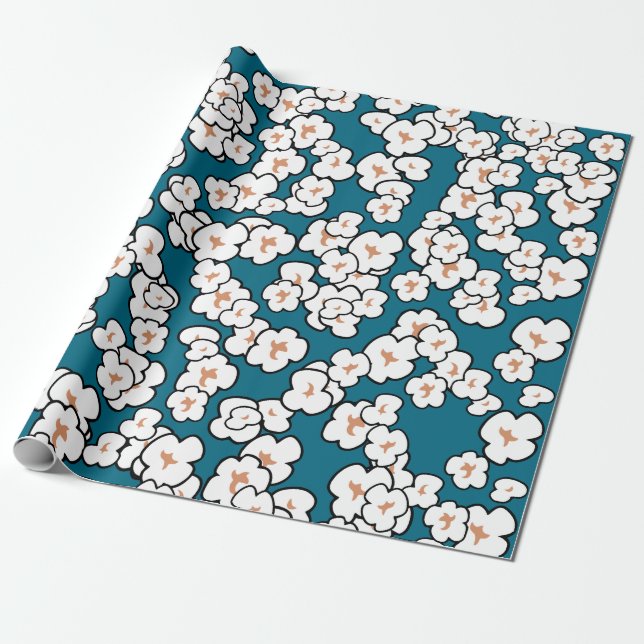 Cute Popcorn Wrapping Paper (Unrolled)