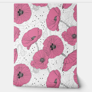 Cute Poppies Pattern Wallpaper