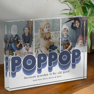Cute Poppop Grandfather Photo Block
