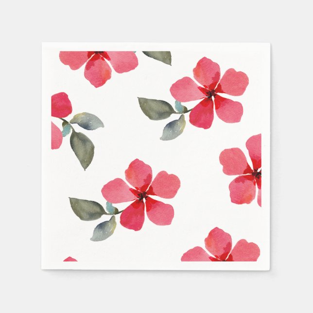 Cute Poppy Red Spring Flowers Floral Bridal Shower Napkin (Front)