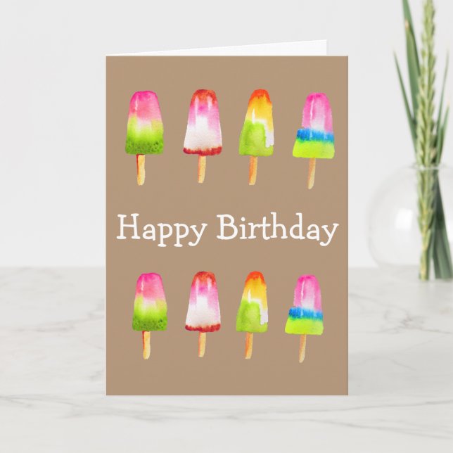 Cute popsicle ice-block Summer birthday Card (Front)