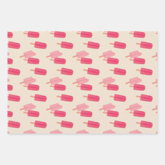 Cute Popsicle Wrapping Paper Flat Sheet Set of 3