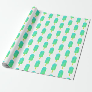 Cute Popsicles Pattern Green/Turquoise Ombre Wrapping Paper