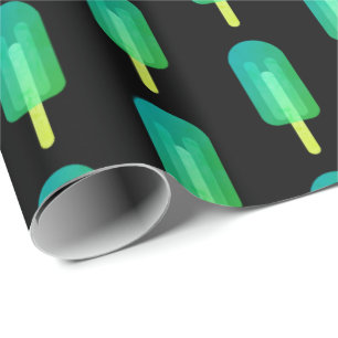 Cute Popsicles Pattern Green/Turquoise Ombre Wrapping Paper