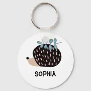 Cute Porcupine Custom Name Keychain