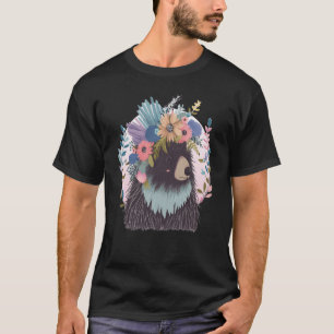 Cute Porcupine Flower Crown Watercolor Floral T-Shirt